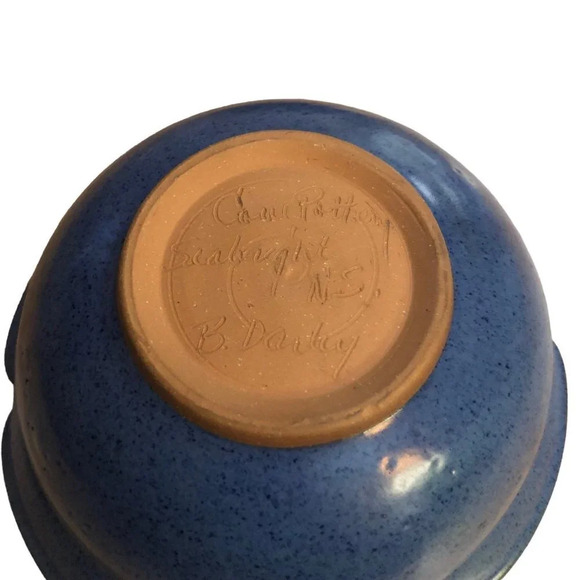 Vintage COVE POTTERY Speckled Blue 8" x 4" Signed Seabright Nova Scotia Handmade - Picture 6 of 6
